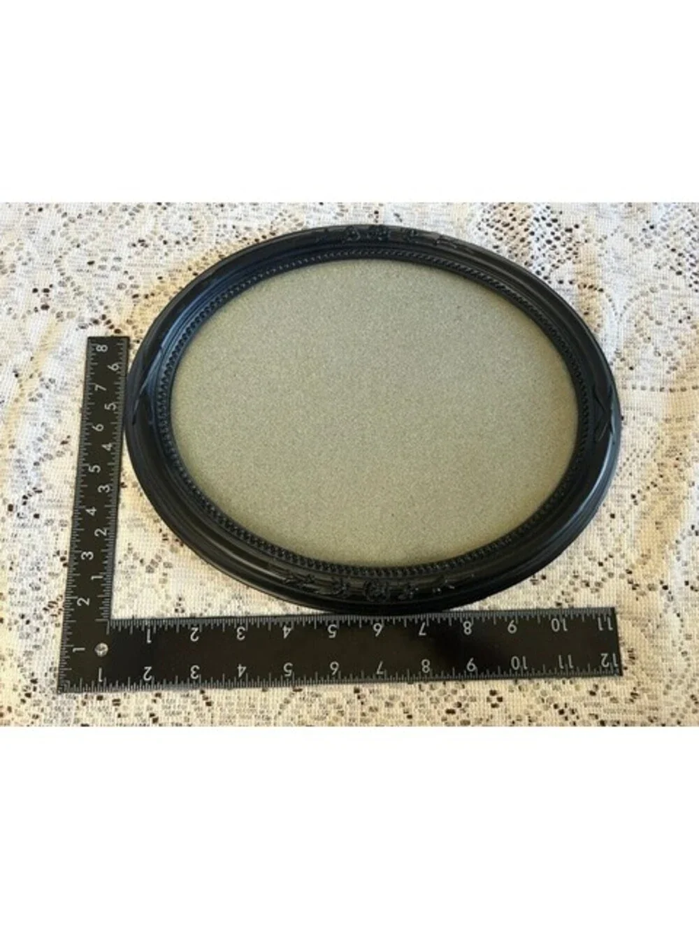 Black Oval Decorative Picture Frame with Floral Detailing